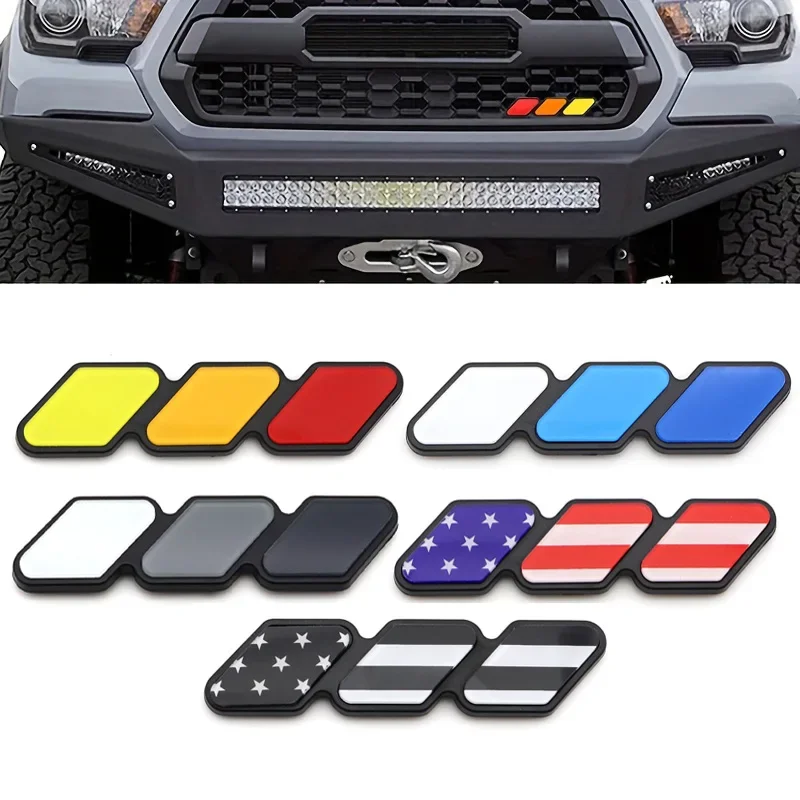3 Colors Grille Badge Emblem Logo For Toyota Tacoma Tundra 4Runner TRD Highlande Rav4 CHR Strip Air Inlet Auto Car A