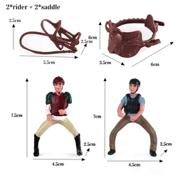 Miniature Horse Cowboy Stud Farm Stable Action Figures Set (2 rider x saddle)