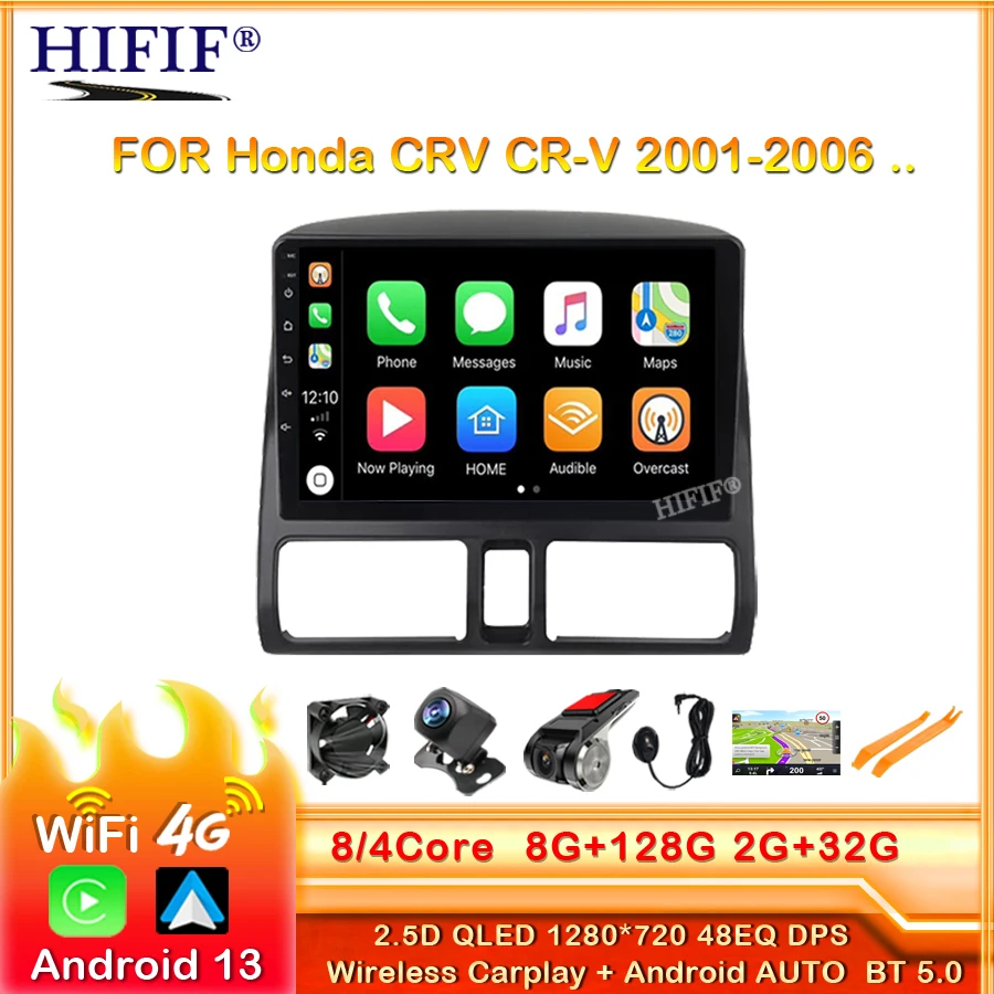 

Carplay Android 13 Авто Радио Навигация стерео wifi gps для Honda CRV CR-V 2001-2006 автомобильное радио мультимедийный плеер 2 din 9"