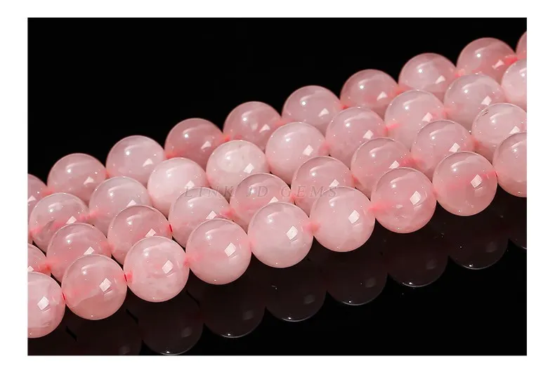 Natürliche Madagaskar rosa Quarz Kristall perlen hochwertige runde lose Abstand halter für Schmuck machen DIY Armband Halskette Zubehör – Detail 5