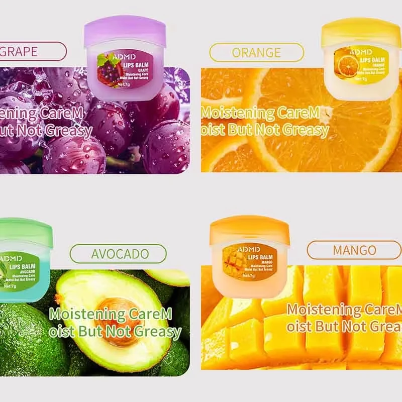 4/8pcs Fruit Series Lip Balm Set Moisturizing Refreshing Non-sticky Anti-Cracked Vaseline Lip Balm for Lips Skin Care 3