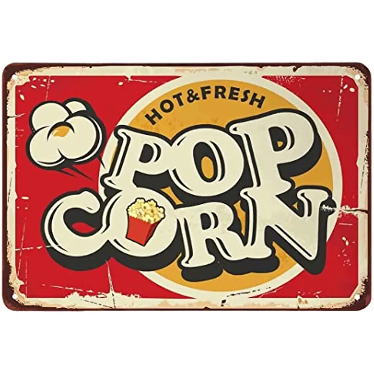 Hot & Fresh POP Corn Targa in metallo vintage, targa retrò per cibo e