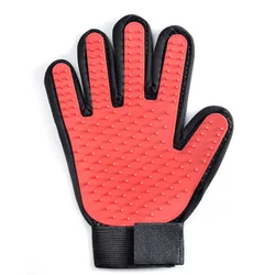 Gentle Pet Grooming Glove Hair Remover Mitt - Left Hand (Red)
