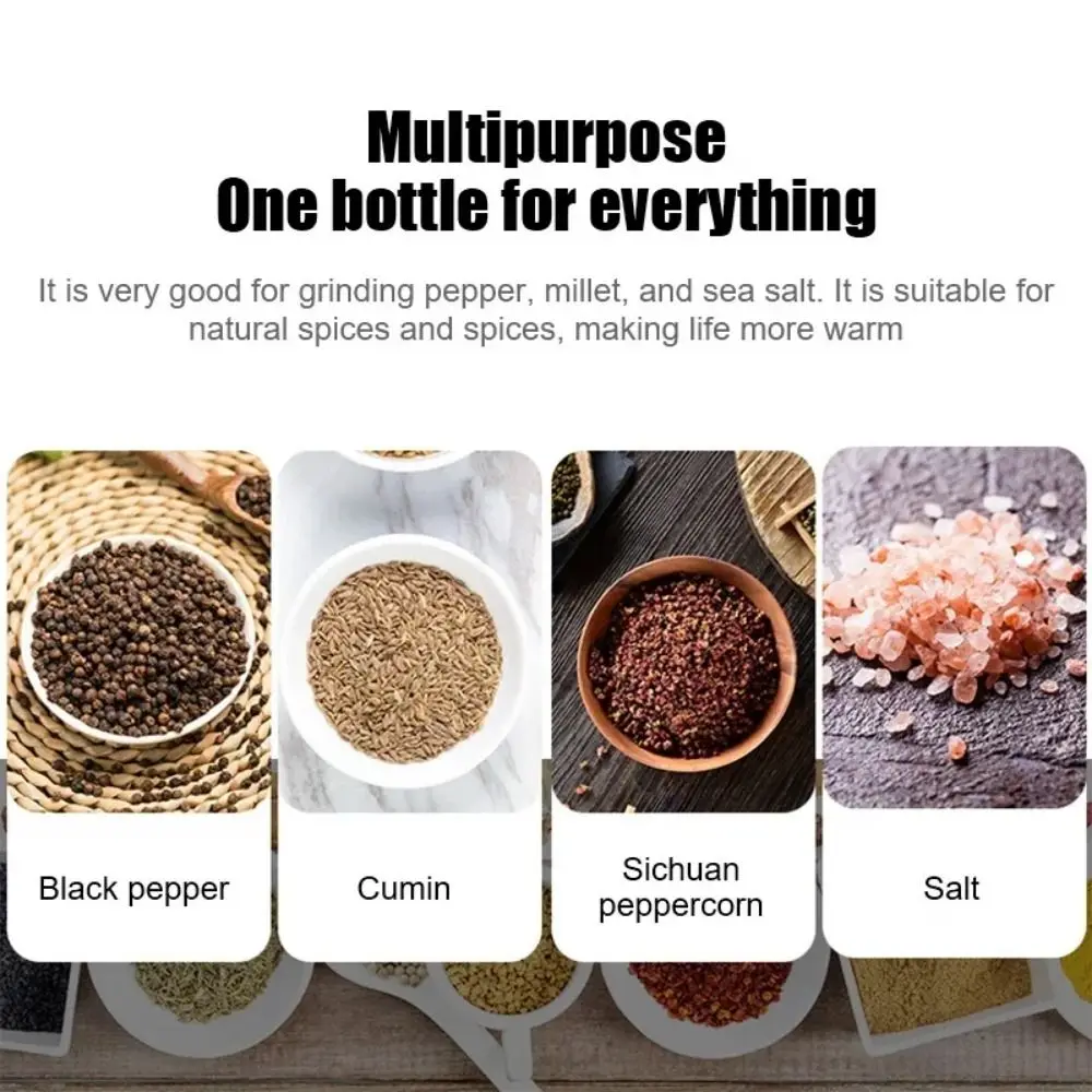 Ceramic Core Wooden Spices Grinder Large Capacity Adjustable Manual Salt Mills Refillable Comfortable Hand Grinding Tool