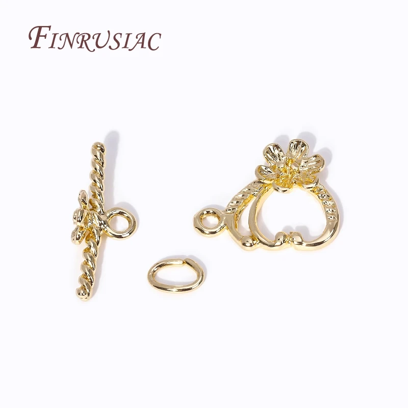 Jewelry accessories 18k gold plated heart with flower OT clasp for necklace supplies fashion end beads toggle clasps DIY jewelry making accessories
