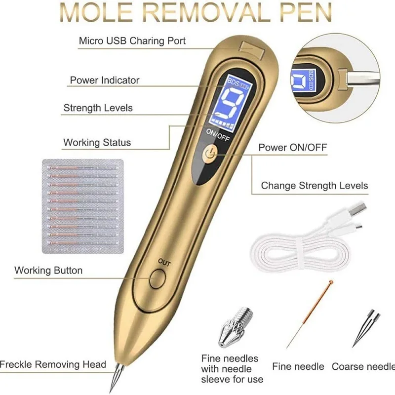 PAKISS LCD Plasma Pen LED Lighting Laser Tattoo Mole Removal Machine Face Care Skin Tag Remover Freckle Wart Dark Spot FY-104