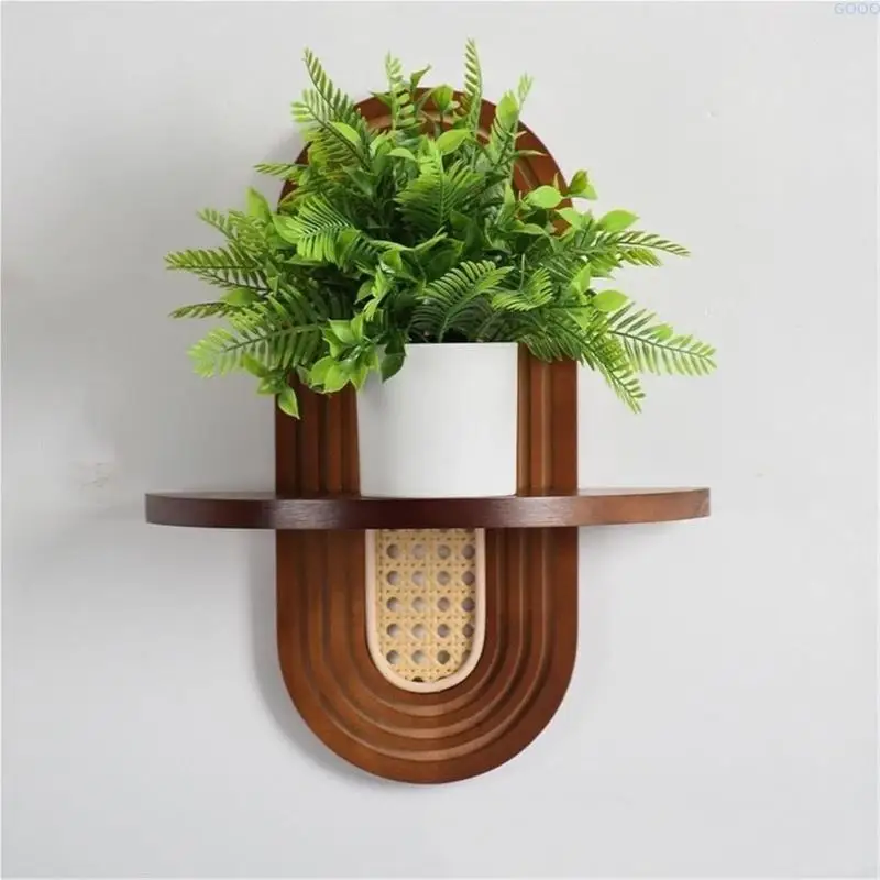 Handcrafted Rattan Arched Wall Decor Shelf for Indoor Display and Storage