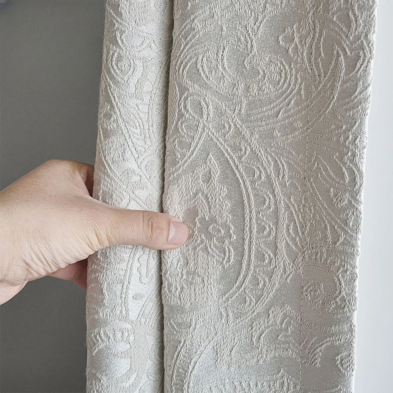 

2023 New Cotton Linen Paisley Jacquard Thickening Blackout Curtains for Living Room Bedroom Finished Custom Home Decoration