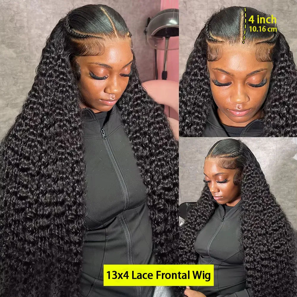 13x6 Brazilian Virgin Human Hair Jerry Kinky Curls 250% Density Real Human Hair HD13X4 Lace Front Wig Pre-Plucked Bleached Knots 3