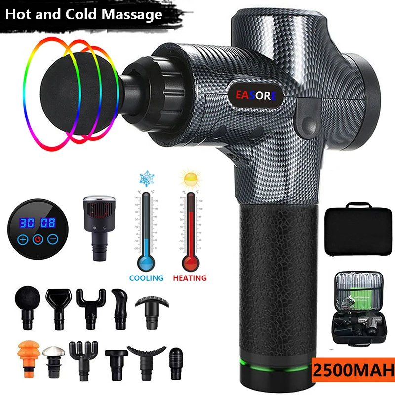 2022 New Upgrade Heat/ Cold Massage Gun, Easore X5 Pro Deep Muscle Massager With 11/12 Heads Brushless Motor For Home Gym best deep tissue muscle massage gun 2200mah 3200r 6 heads silent brushless relieve pain relax body for sport keep fit healthbox