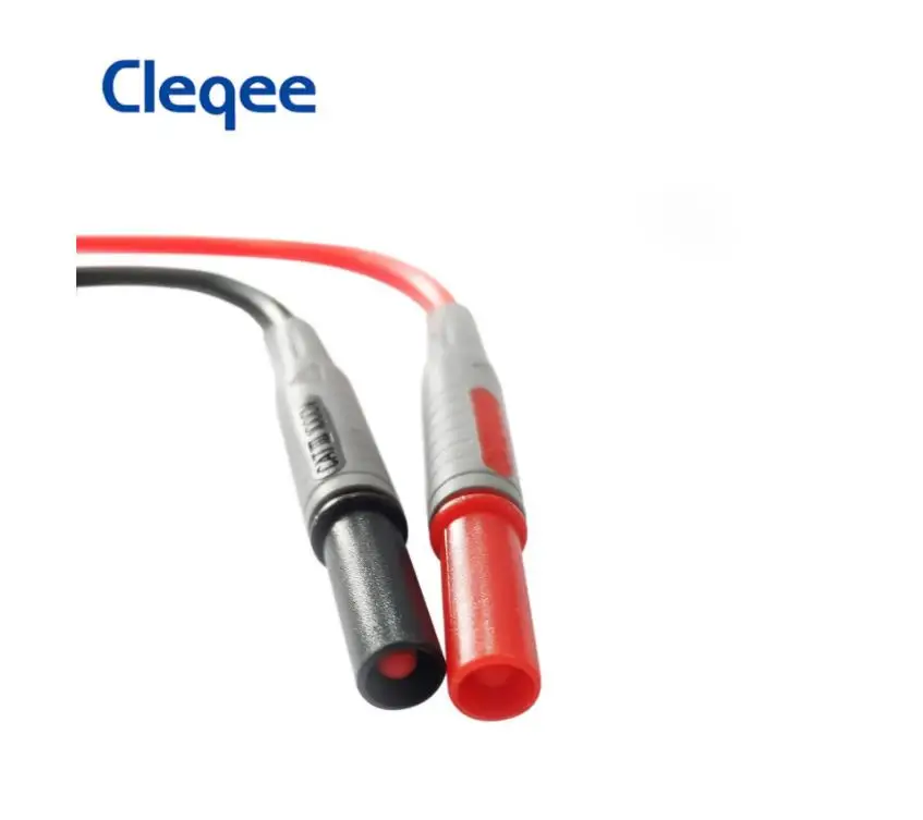 2PCS Cleqee P1032 Dual 4mm Sheathed Banana Plug Multimeter Test Lead Doublel Ended Copper Plug PVC Cable 1000V 15A 100cm Wire banana plug alligator clip cable
