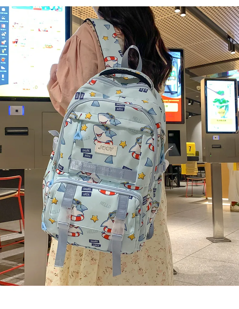 حقيبة ظهر مطبوعة لطيفة للطلاب، حقيبة مدرسية خفيفة الوزن ذات سعة كبيرة، حقيبة ظهر واسعة للجامعة والمدرسة الثانوية
