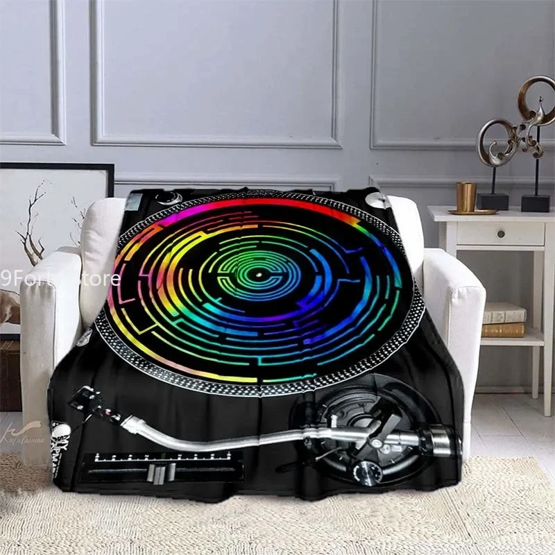 

Music DJ Flannel Throw Blankets Disc Player Plush Blankets Audio Soft Cozy Blanket for Sofa Chair Couch Bed King Size Bedspread
