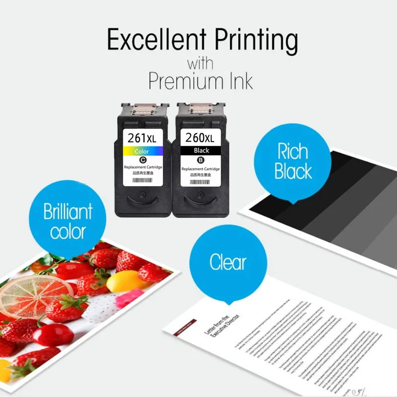 Cartucho de Tinta Compatível para Canon pg 260 cl 261 Pg260 Cl261 260xl 261xl Pixma Ts5320 Ts6420 Tr7020 Impressora a Jato Tinta - Imagem 6