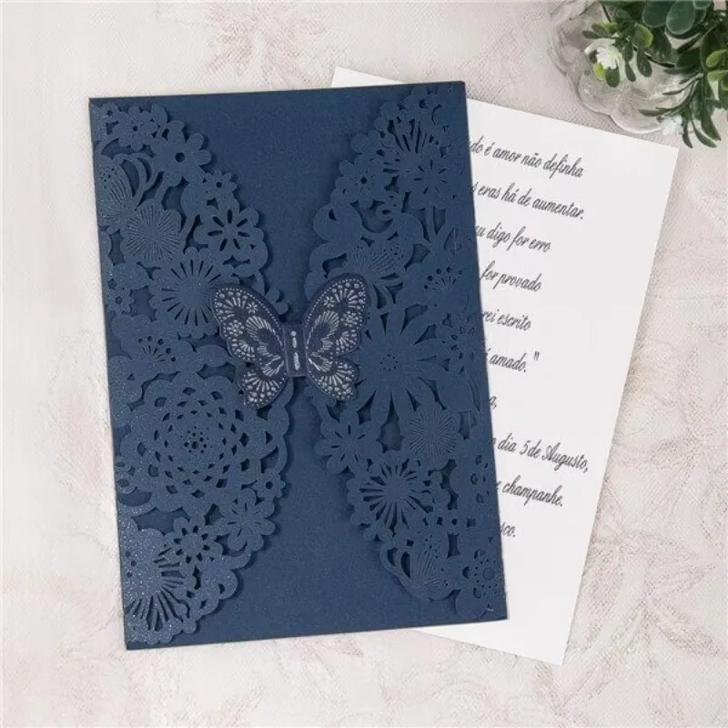 Elegant Butterfly Hollow Out Wedding Invitation Cards Perfect for Parties Celebrations Events and Greetings