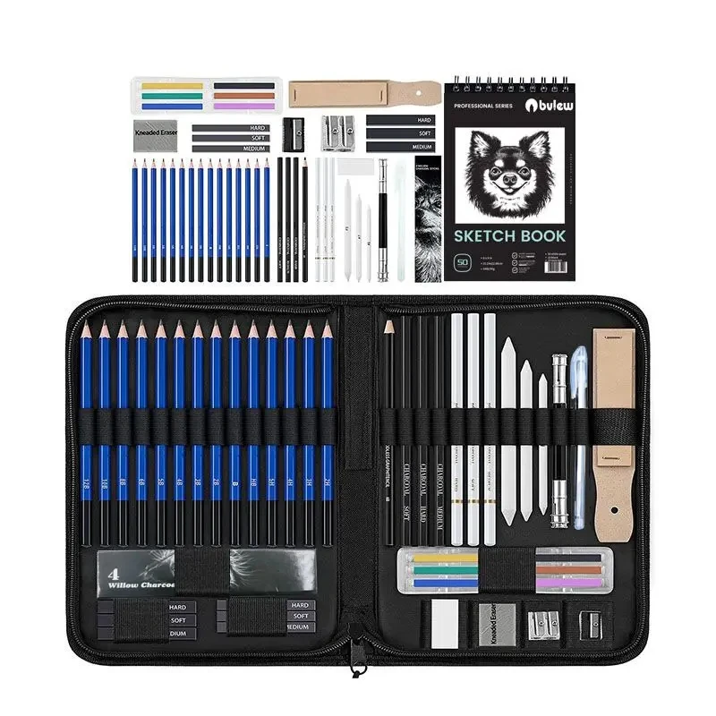 Bview Art 49 Pcs Complete and Professional Art Drawing Supplies Pencils Set with Sketch Pad