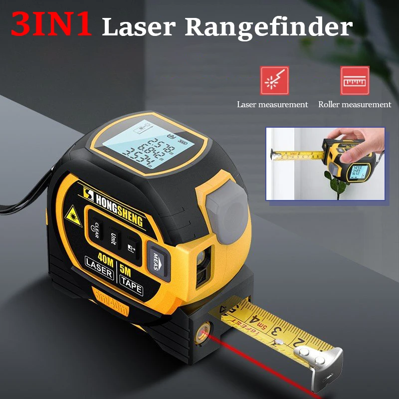 3 In 1 Laser Tape Measure Rangefinder Infrared High-precision Intelligent Electronic Ruler Cross Line Measuring Instrument Level tape measure measuring tape