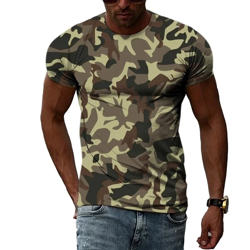 

Camo T-shirt Men's and women's 3D printed short sleeve military muscle casual summer fashion trend Comfortable clothing