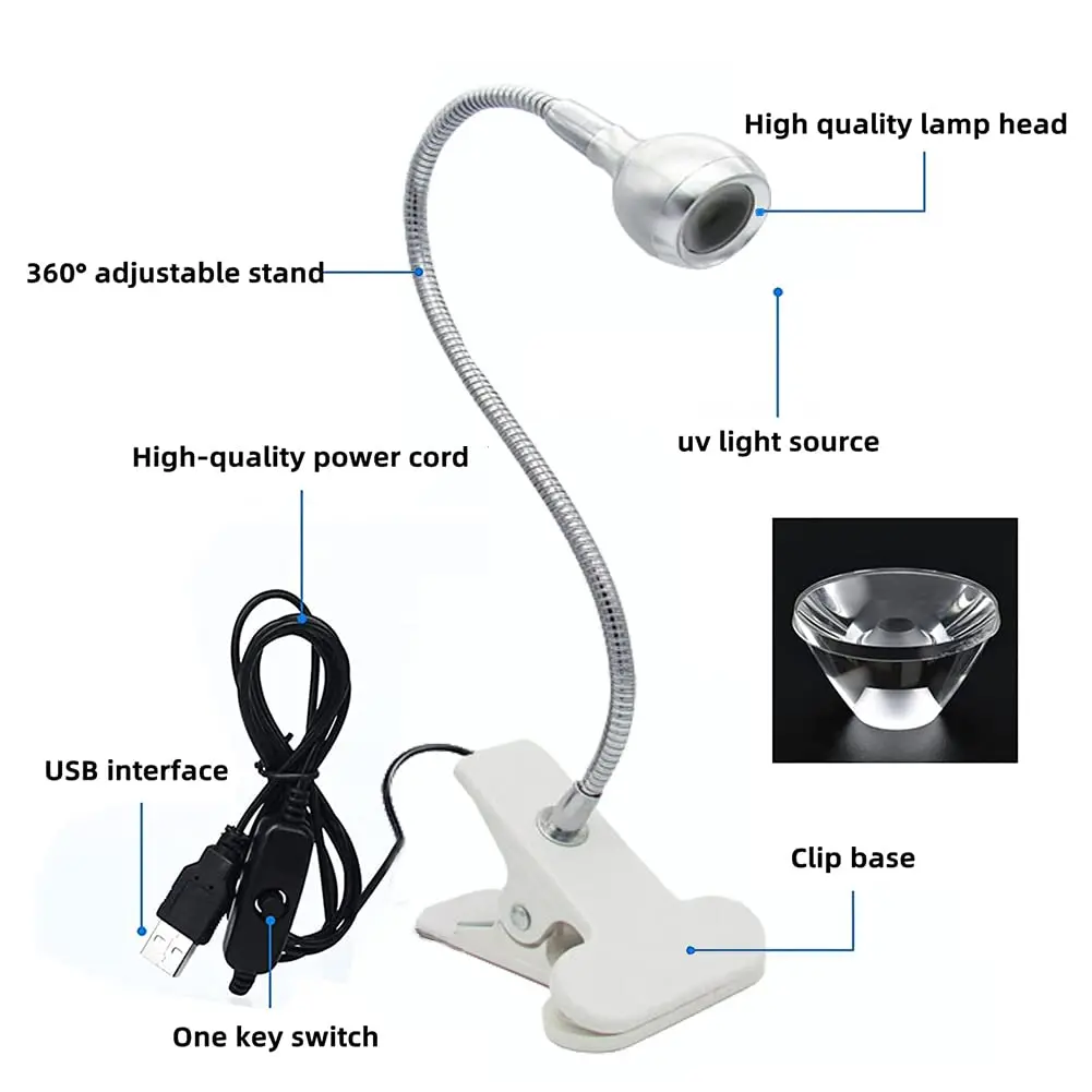 UV 네일 램프: 구즈넥 LED 네일 플래시 큐어 램프. 매니큐어 홈 DIY UV 라이트 젤 폴리쉬 네일 램프