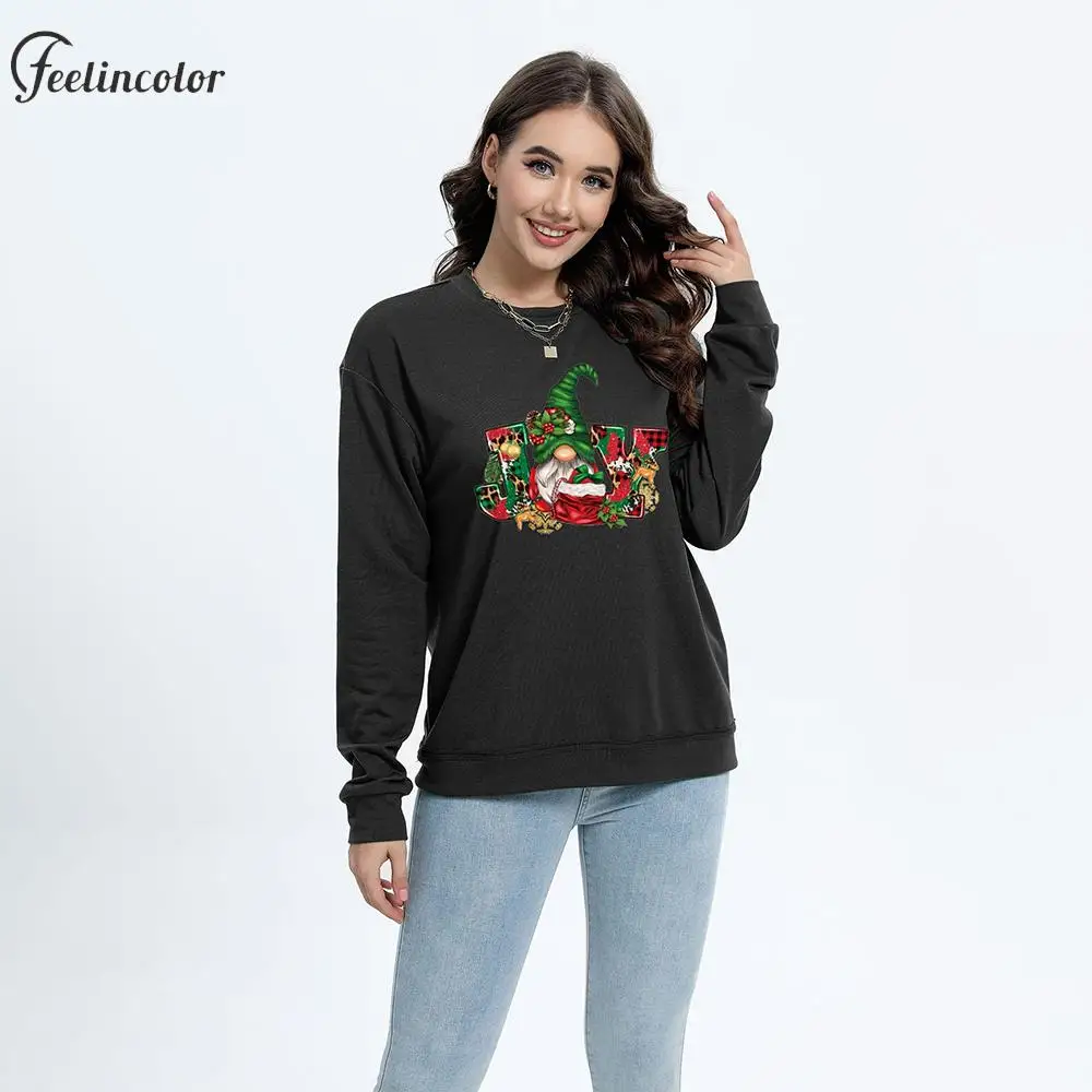 Jesus Letter Christmas Sweatshirt for Woman Black Crewneck Pullover Cute Print Holiday Top Casual Streetwear Xmas Gift Clothes