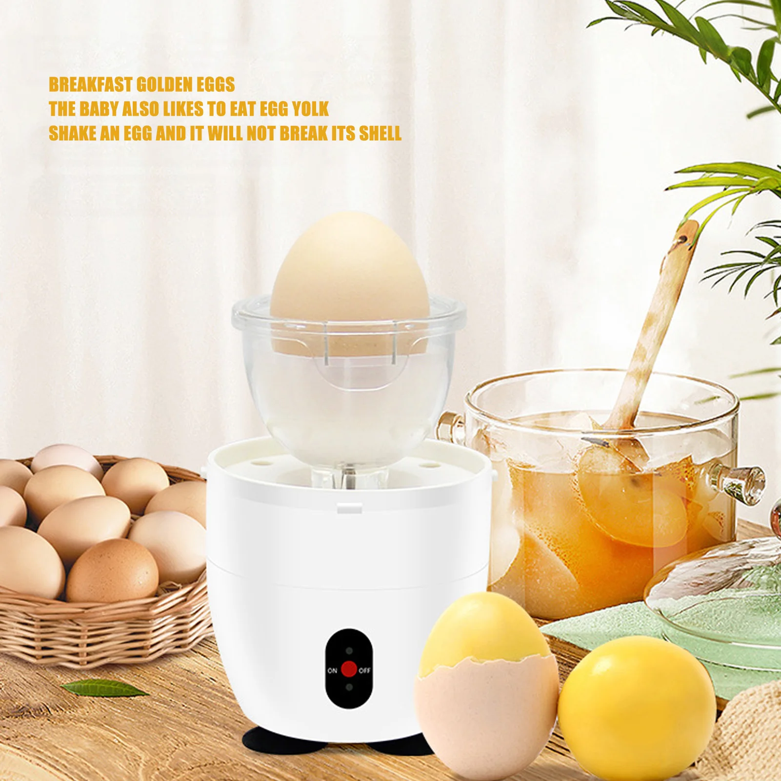 Electric Egg Scrambler Shaker Electric Egg Scrambler Shaker Golden Maker Home Yolk White Mixer White 100‑240V