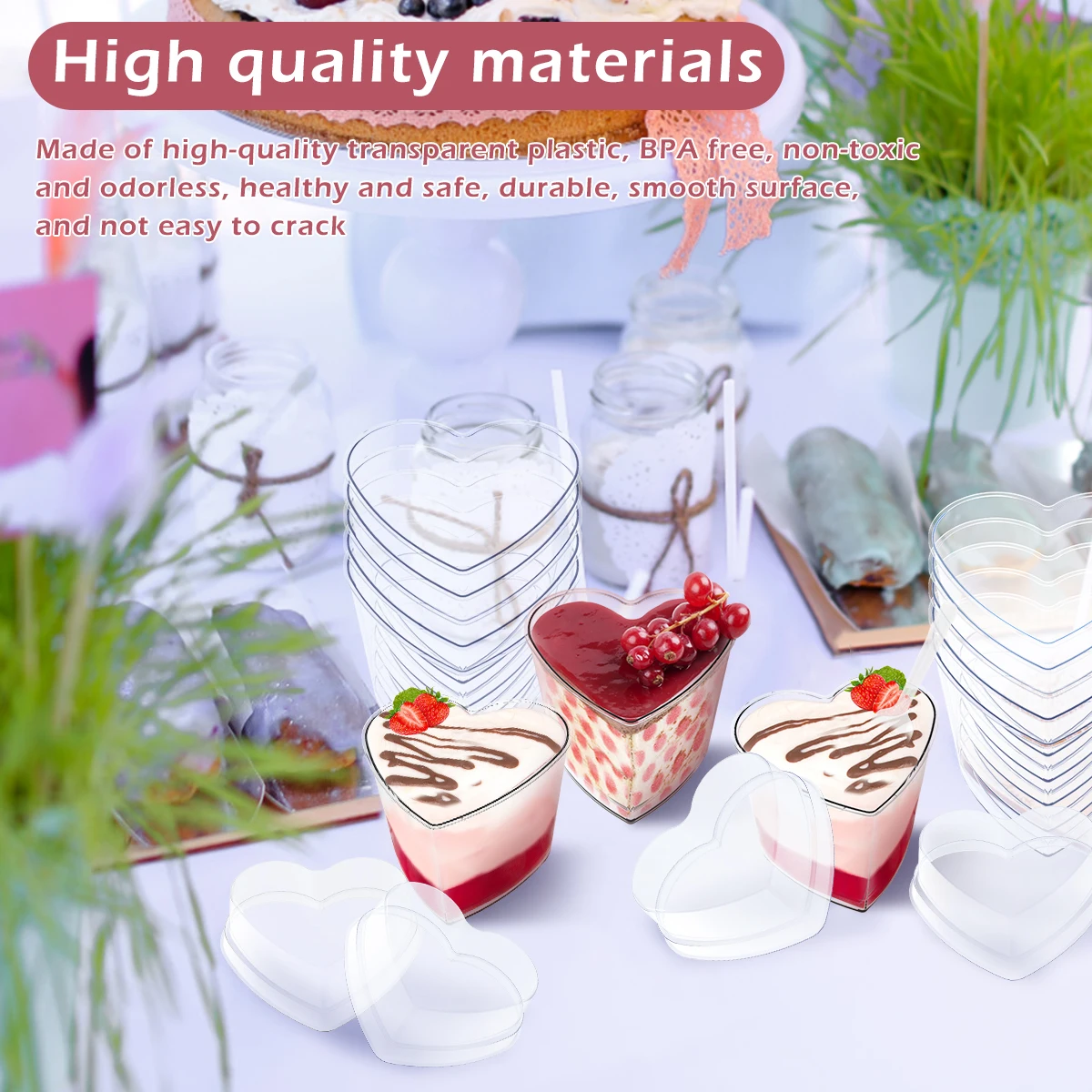50pcs Mousse Cup Dessert Puddings Cheesecake Parfait Cups Ice Cream Jelly Yogurt Mug for Cream Pudding Fruit Cupcake Container