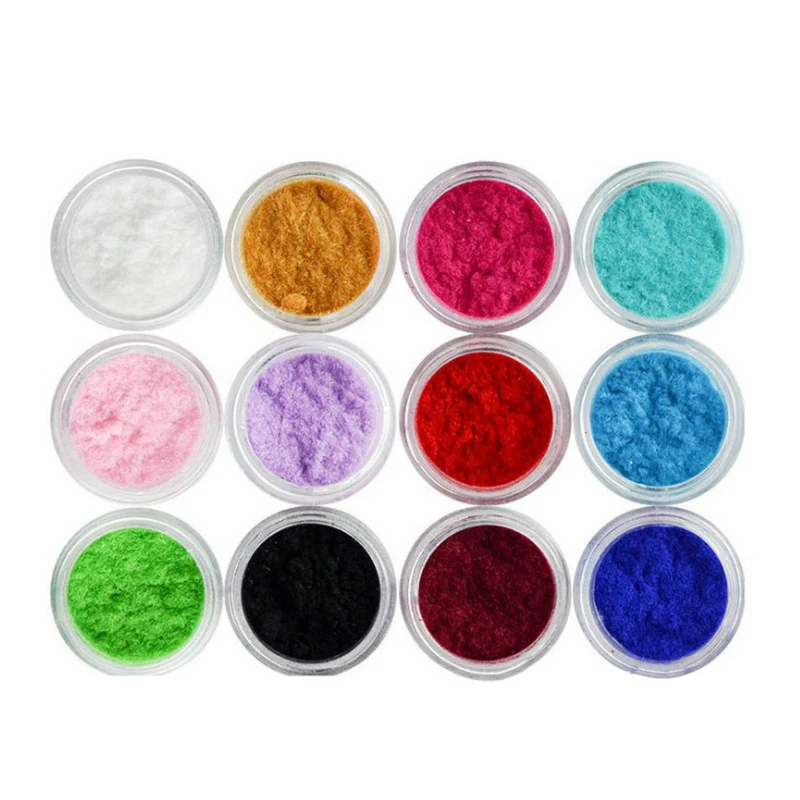 Nail Powder, Nail Pigment, Nail Glitter, Nail Decoration, Nail Decorations, 12 Colors Velvet Nail Art Powder
