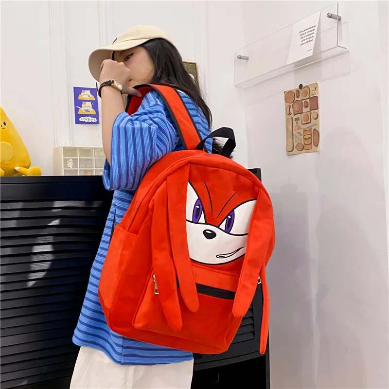 thumbnail image 1 of Mochila de peluche de dibujos animados de Sonic The Hedgehog, mochila de nailon de gran capacidad para modelado de Knuckles The Echidna para niños, 1 of 4