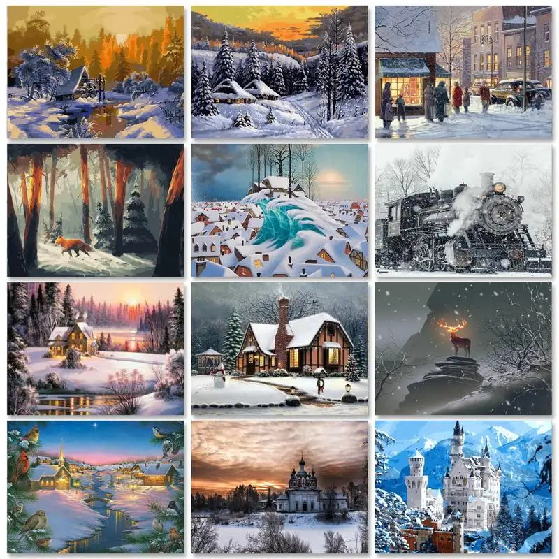 

PhotoCustom Interior Paint By Numbers Handmade Canvas Painting Scenery Painting Numbers DIY Paint Set Acrylic Paint Canvas