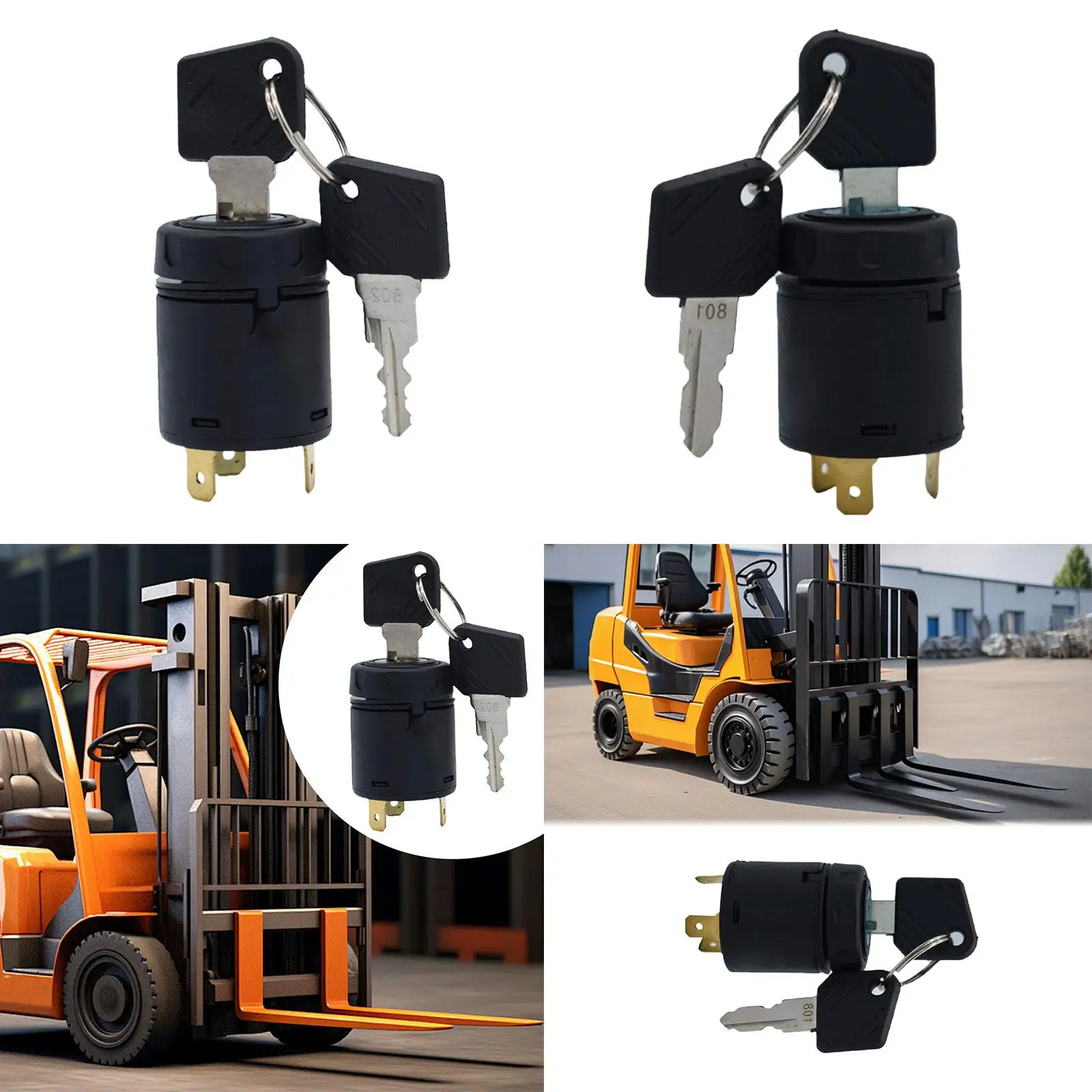 Forklift Key Switch Forklift Ignition Switch Directly Replace Part Key for Agricultural Trailer