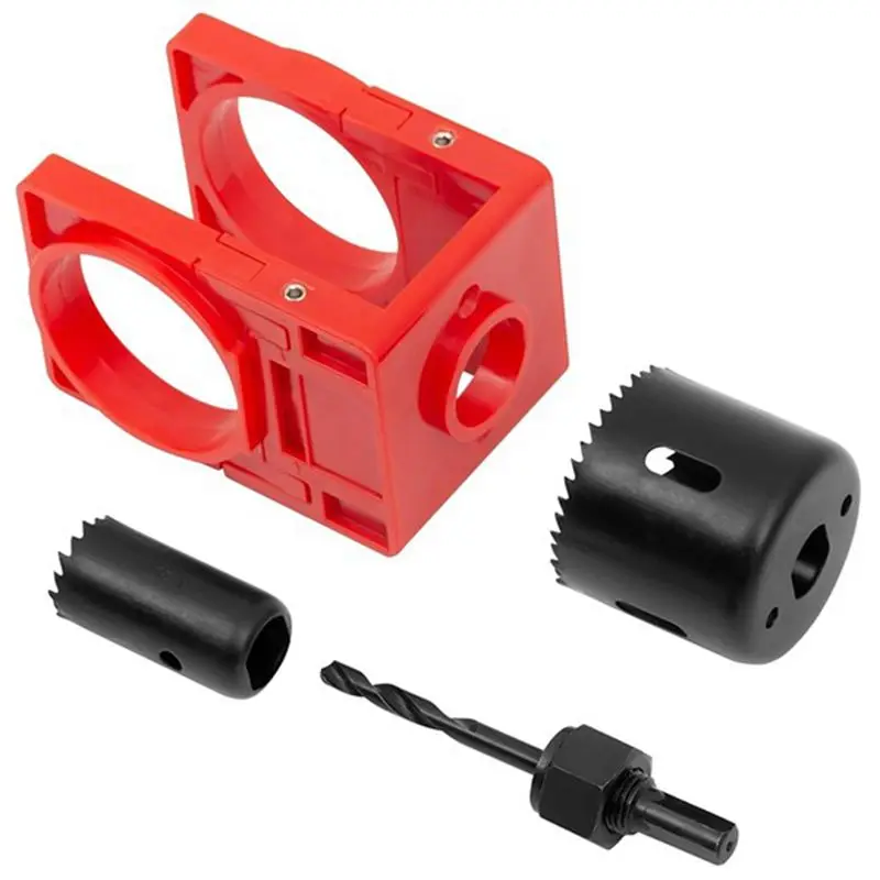 2세트 도어록 설치 키트, 가이드 템플릿이 포함된 목재 도어용 도어록 홀쏘 세트-[A22I Store]