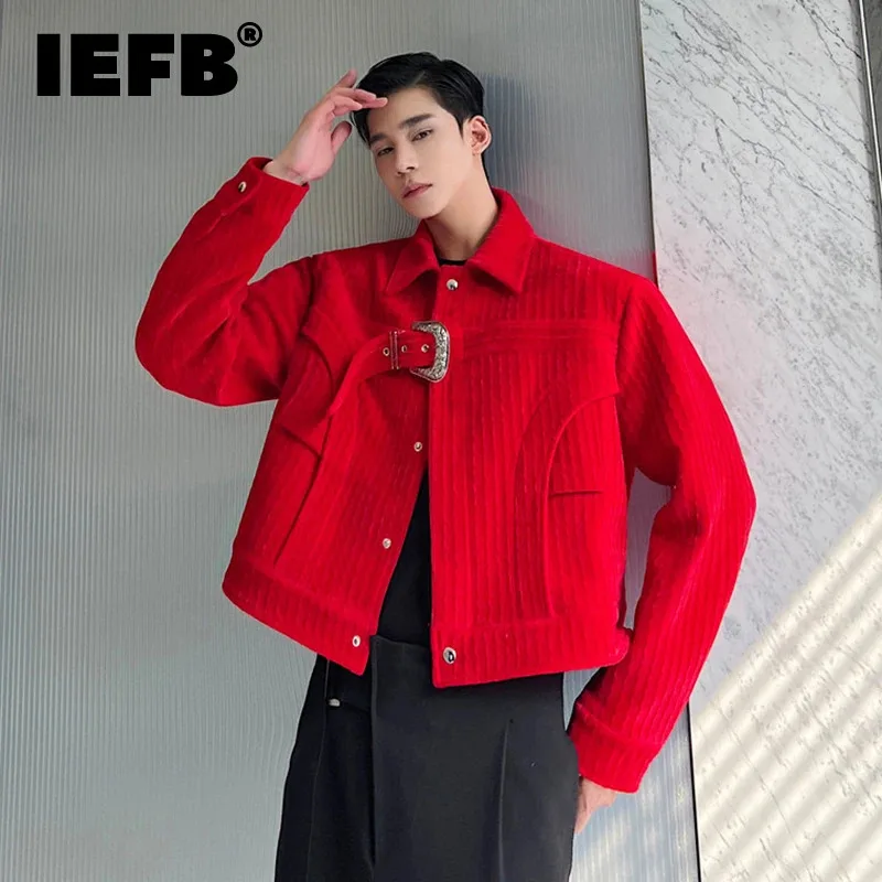 

IEFB Korean Style Luxury Suit Coat Tide Men's Velvet Buckle Fashion Blazers Casual Short Jackets Autumn New Elgance Male 9C3048