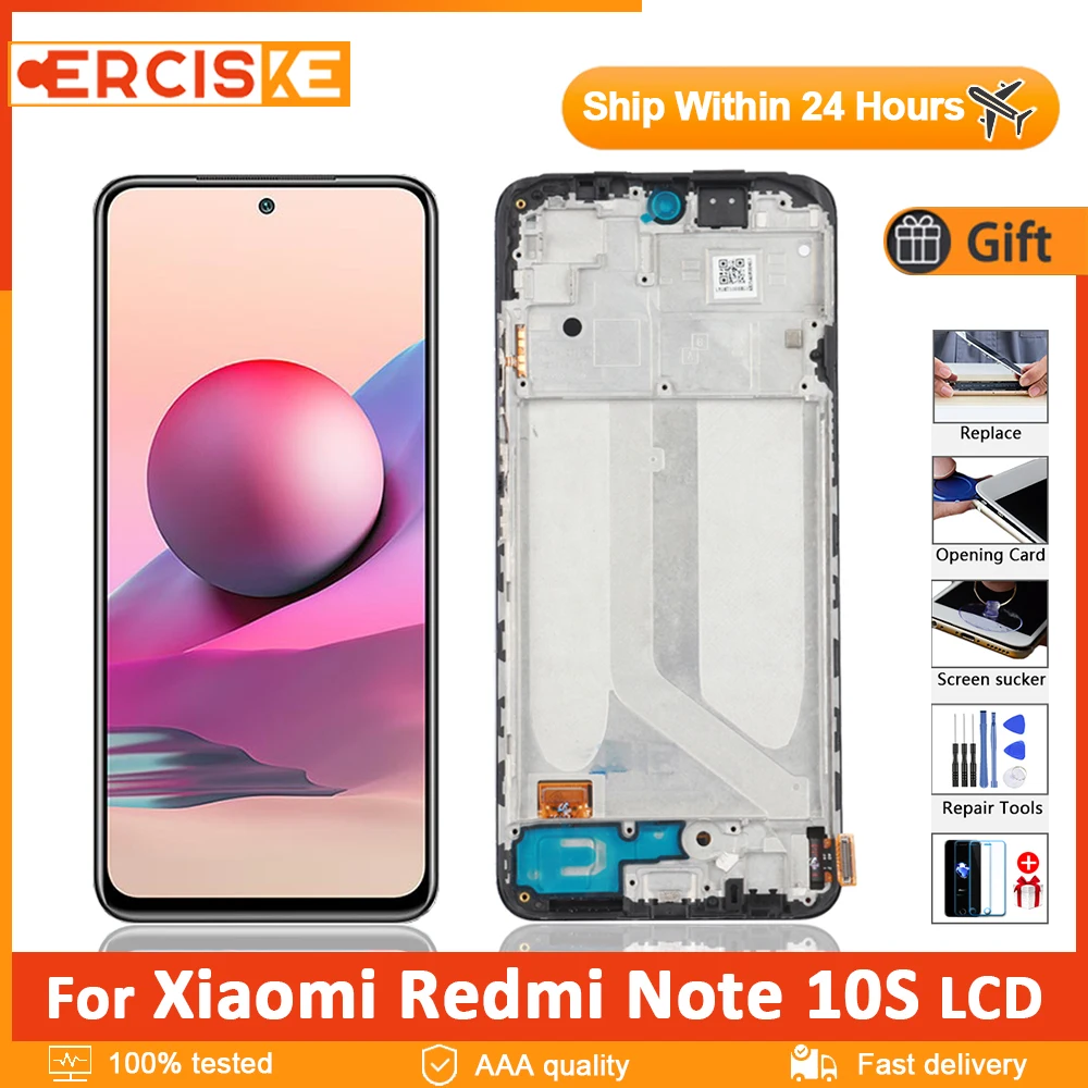 

6.43" Original Super AMOLED For Xiaomi Redmi Note 10S M2101K7BG M2101K7BI LCD Display Touch Screen Digitizer Assembly with Frame