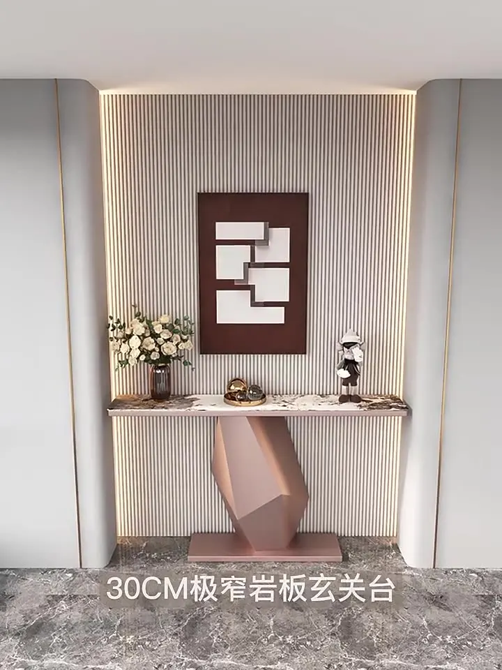 

Luxury wind is extremely narrow porch table Italian rock slab is extremely narrow porch table entrance porch cabinet is simple.