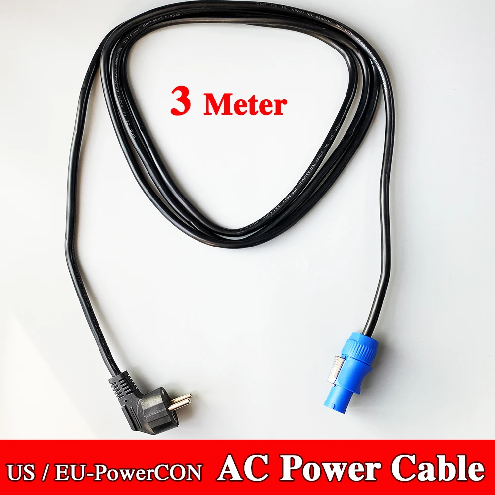 3Meter AC Power Cable EU Plug PowerCon 3x1.5mm&sup2; Power Cord Mobile DJ Stage Lighting Sound Audio LED Moving Head Smoke Machine dmx cable moving head light power cable