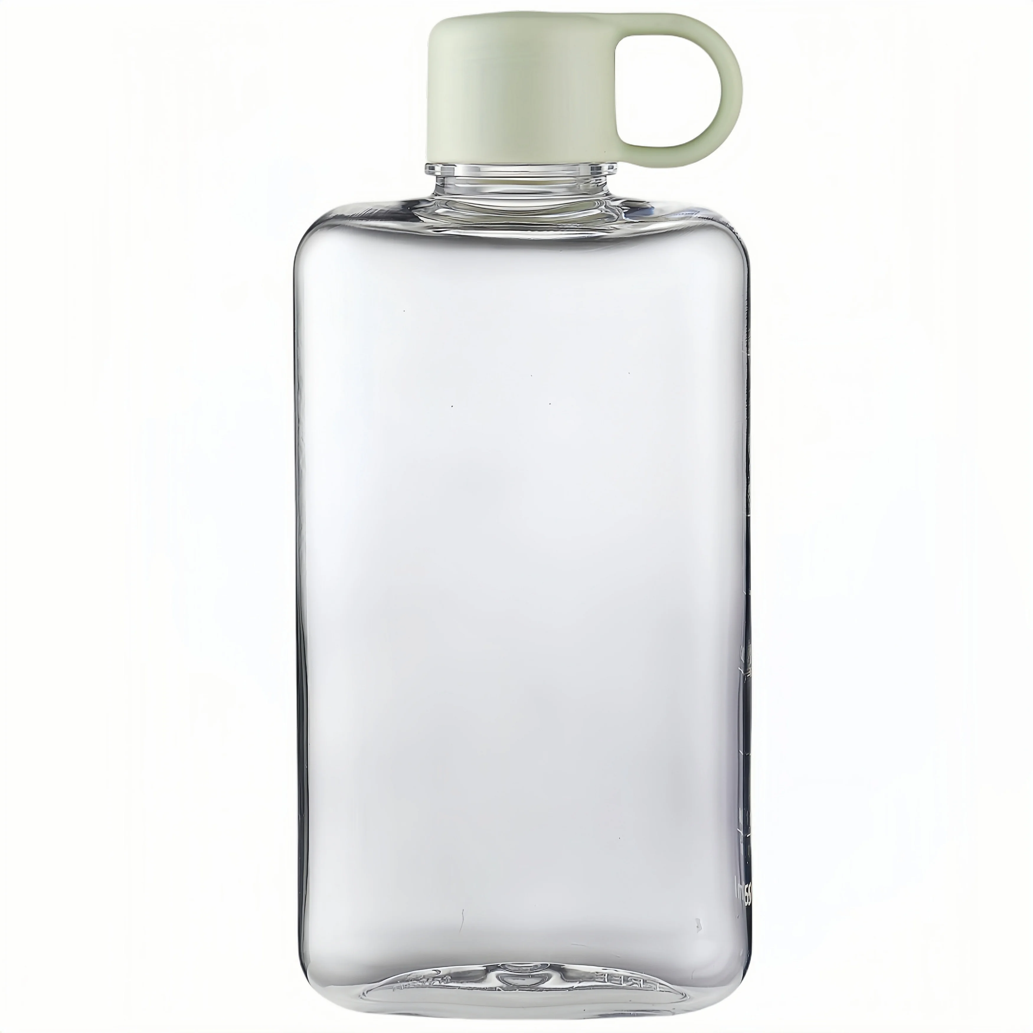 Transparent BPA-Free Flat Water Bottle - Crystal Clear Plastic Sports Drinkware, Perfect for Milk and Juice, Ideal Birthday Gift