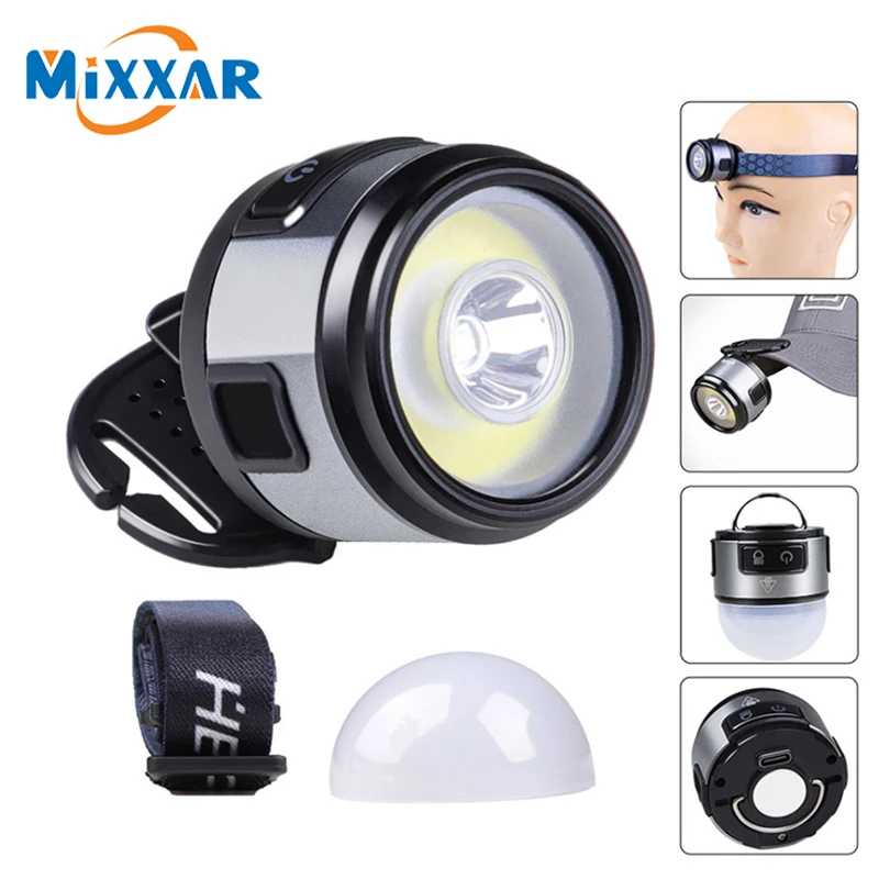 

4 IN 1 Mini Multifunction XPG+COB Headlamp Rechargeable USB C Cap Clip With Strong Magnet Headlight For Outdoor Fishing Camping