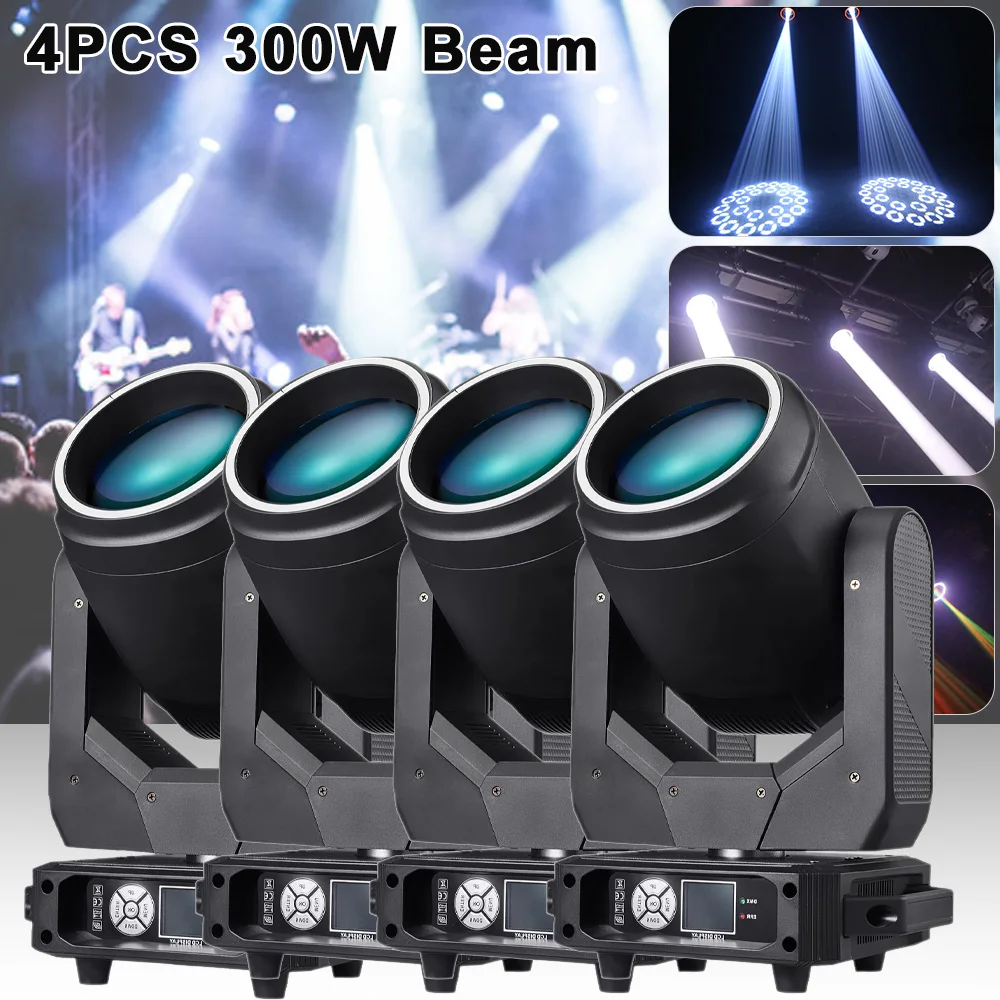 

4PCS LED 300W Beam Zoom Moving Head With Light Strip Rainbow Spot Effect For Wedding Concert DJ Disco Stage DMX512 Lighting Lamp