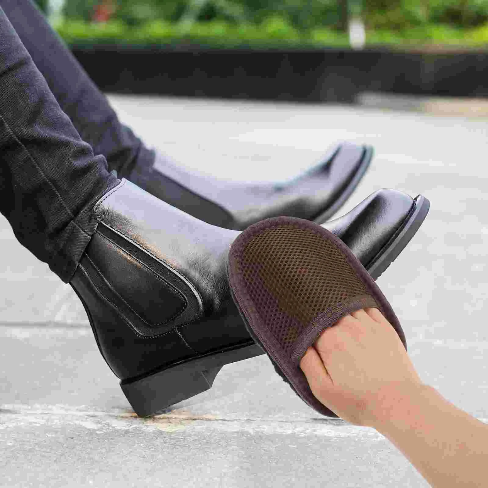 Shoe Polishing Gloves Cleaning Wipes Travel Cloth Shaped Sneaker Cleaner Shoes Imitation Lamb Plush 5