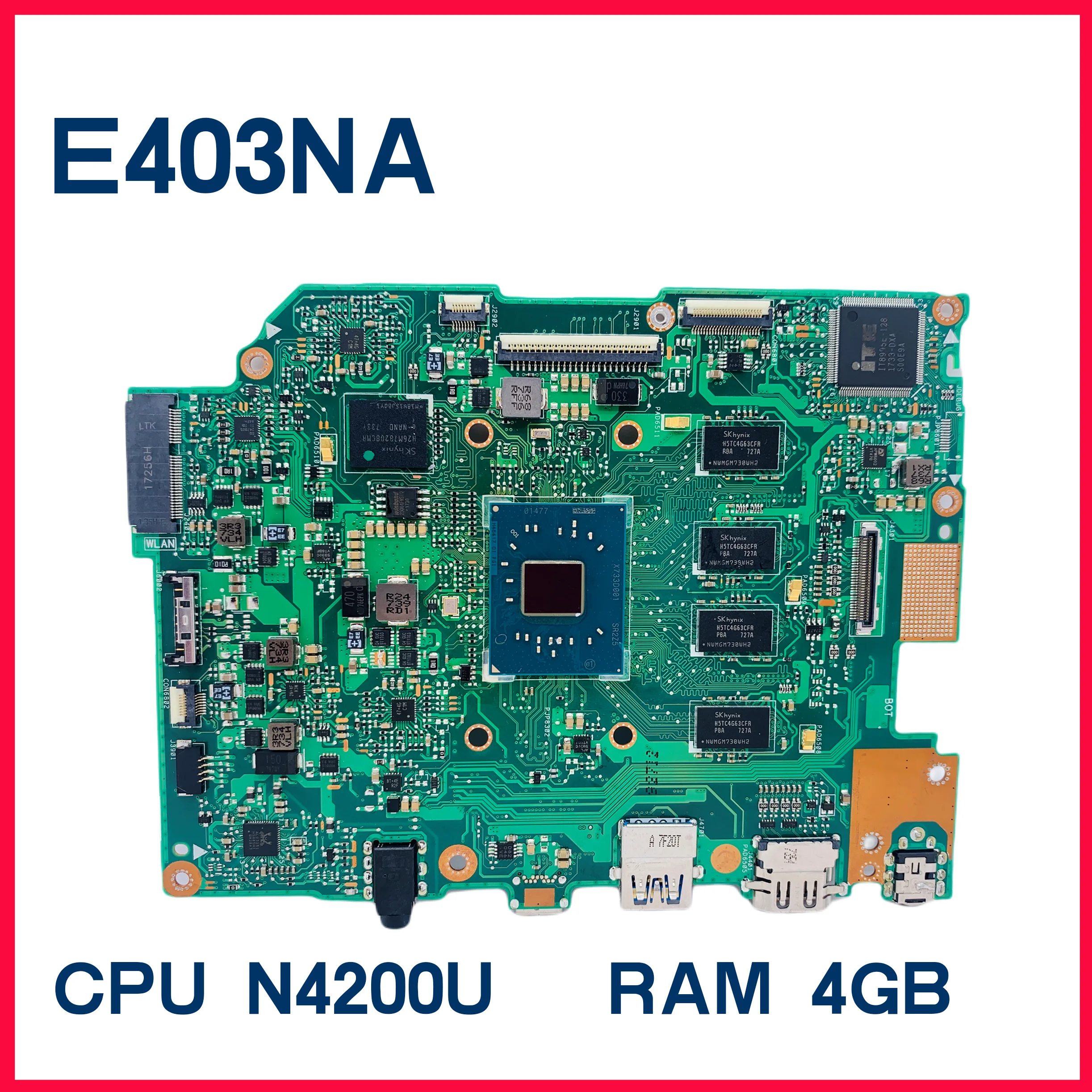 Материнская плата E403NA для ноутбука ASUS VivoBook E403NA E403N, материнская плата 4GB-RAM 64G-SSD 128G-SSD Pentium N4200, процессор 100%