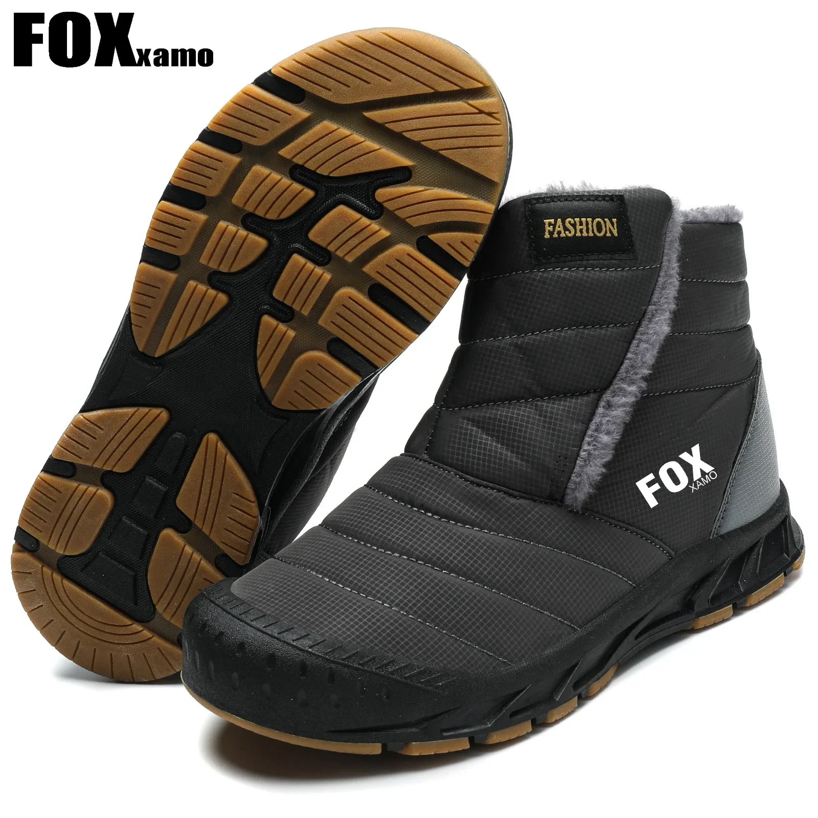 Foxxamo 겨울 방수 사이클링 스노우 부츠, 따뜻한 플러시 앵클 부츠, 야외 ..