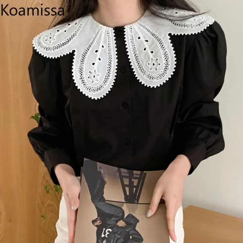 

Koamissa Retro Women Single Breasted Shirts Long Sleeves Spring Autumn Ladies Blouse All Match Loose Button Up Shirt Chic Blusas