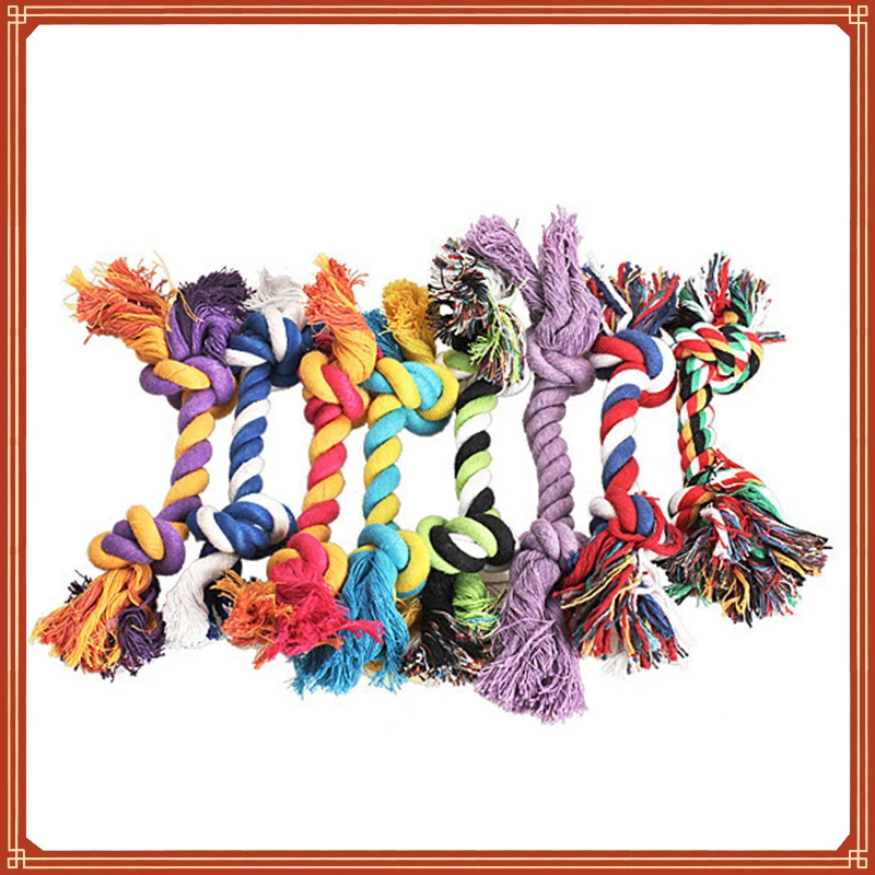 

17cm Pet Dog Puppy Cotton Chew Knot Toy Durable Braided Bone Rope Molar Toy Pets Teeth Cleaning Supplies Random Color