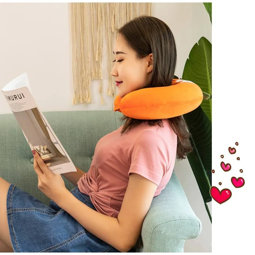 Adult Children Travel Pillow Soft Short  Cartoon U-shaped Pillow Portable Outdoor Nap Flight Neck Pillow Nursing Cushion