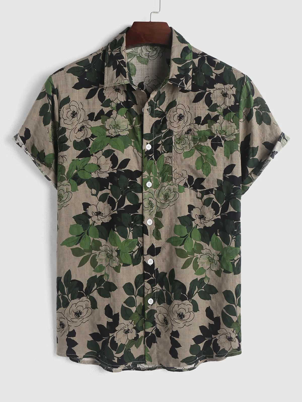 ZAFUL Flowers Pattern Short Sleeves Shirt