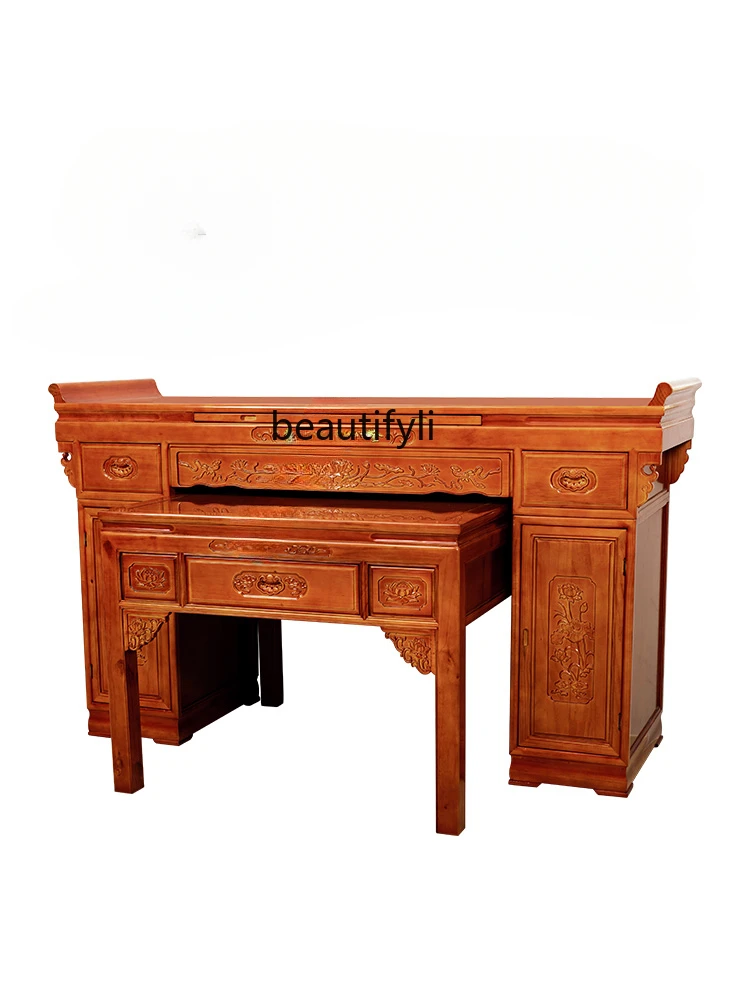 Altar Buddha Shrine Chinese Solid Wood Incense Burner Table Buddha Table Bodhisattva God of Wealth Altar
