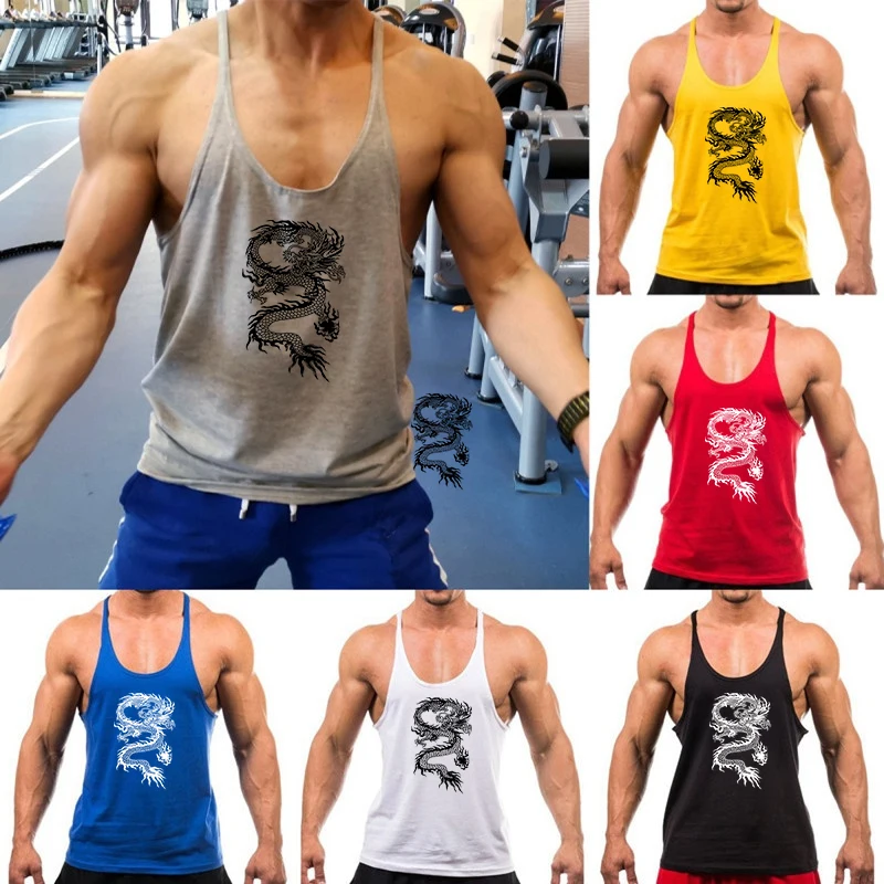 

Summer Cotton Tank Tops Black Fitness Thin Shoulder Strap Muscle Basic Clothing Men Printting Shirt Sleeveless Grunge Beach Tee