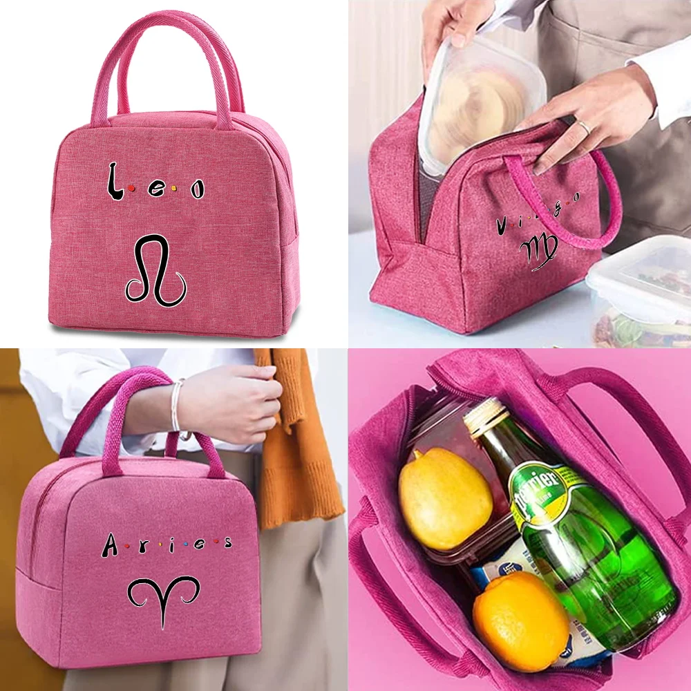 

Lunch Bag 2023 Women's Work Portable Thermal Packet Kids Food Cooler Organizer Constellation Print Handbag Insulated Canvas Bags