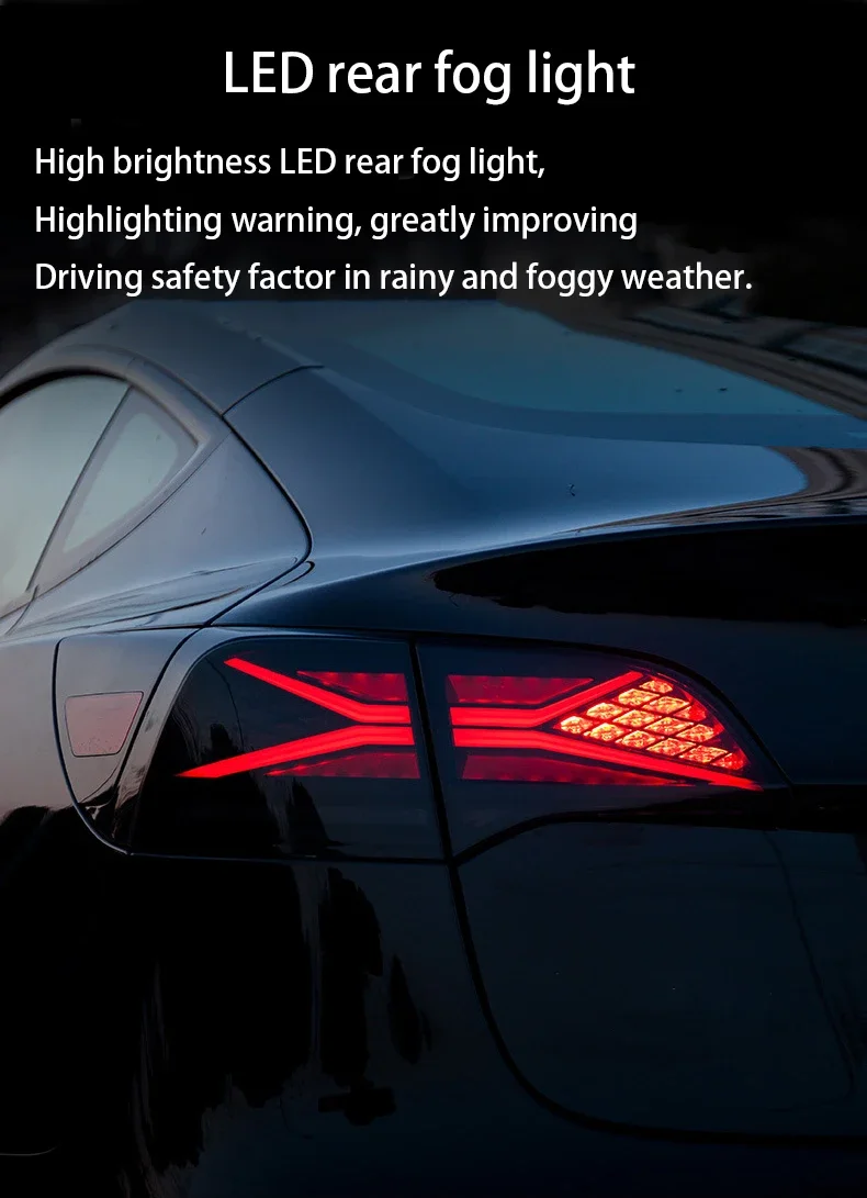Taillights For 2017 18 19 20 21 2022 Tesla Model 3 and Model Y RGB Car Start Up