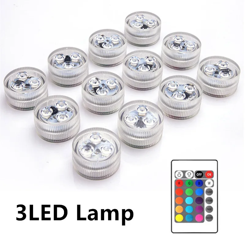 

3 LED Submarine Light Fishing Light IP68 Waterproof IR Remote Control Underwater Light Christmas Vase Swimming Pool Decoration